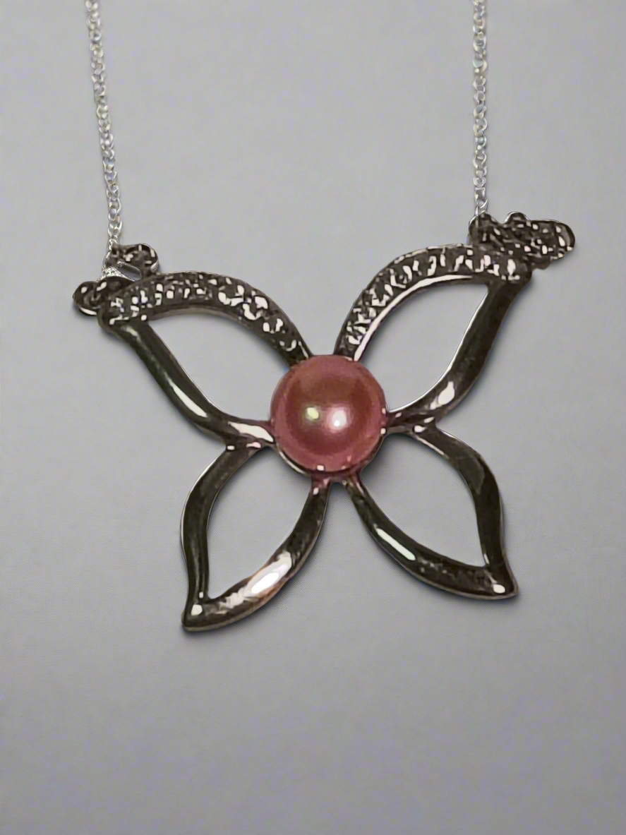 Pre mounted Butteryfly ss/cz necklace