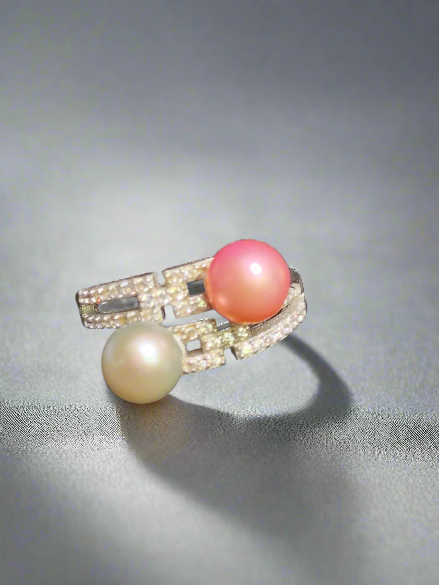 Pearl Chic Pre mounted CZ SS ring
