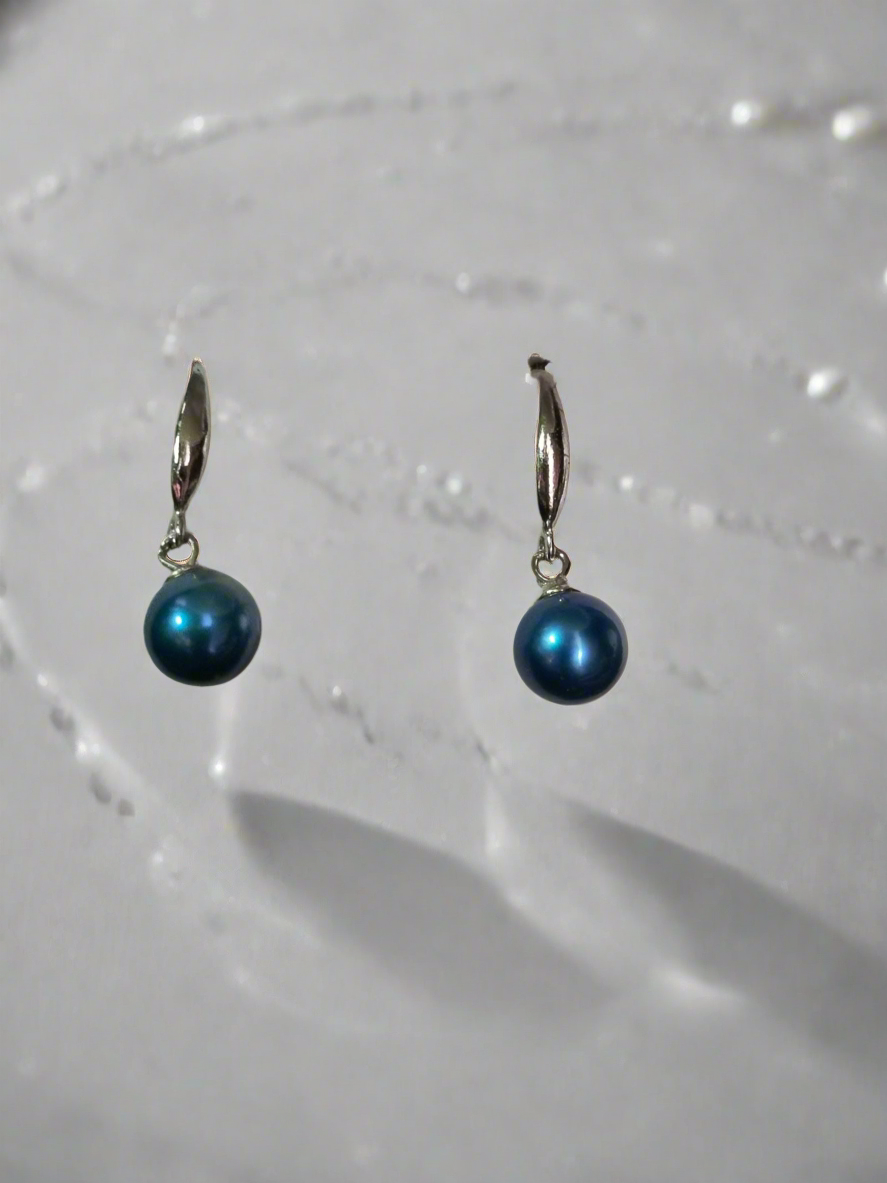 Pre mounted Blue drop earrings