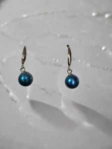 Pre mounted Blue drop earrings