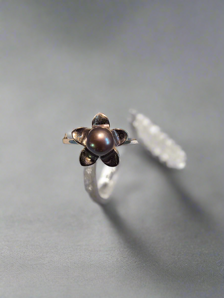 Pre mounted Flower ss pearl ring