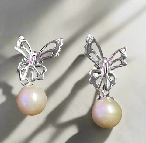 Pre mounted SS Edison butterfly earrings