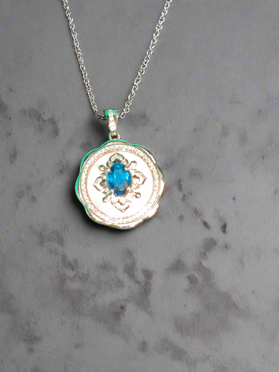 London Blue Topaz SS w/mother or pearl