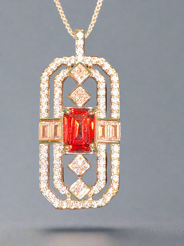 Pre mounted cz red sapphire necklace ss/14k