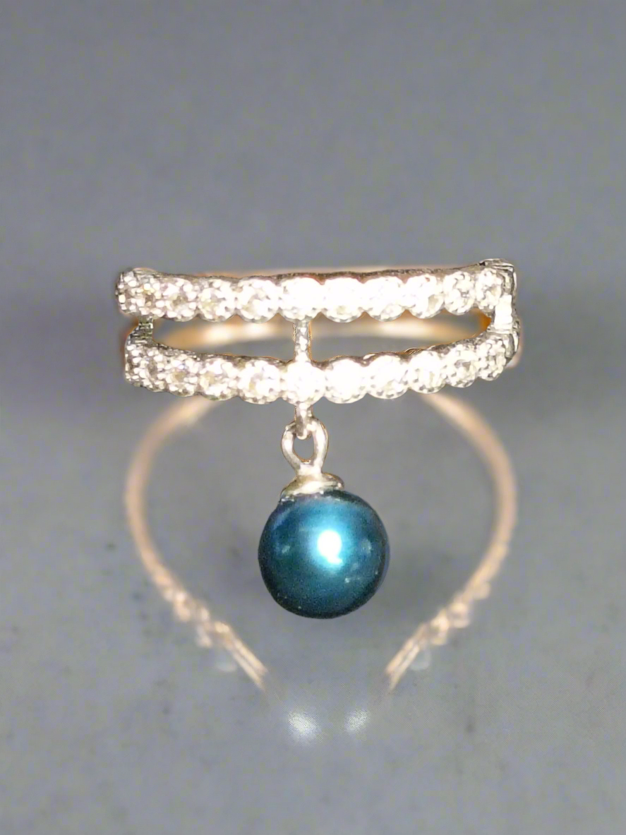 Rose Gold adjustable pre mounted CZ ring