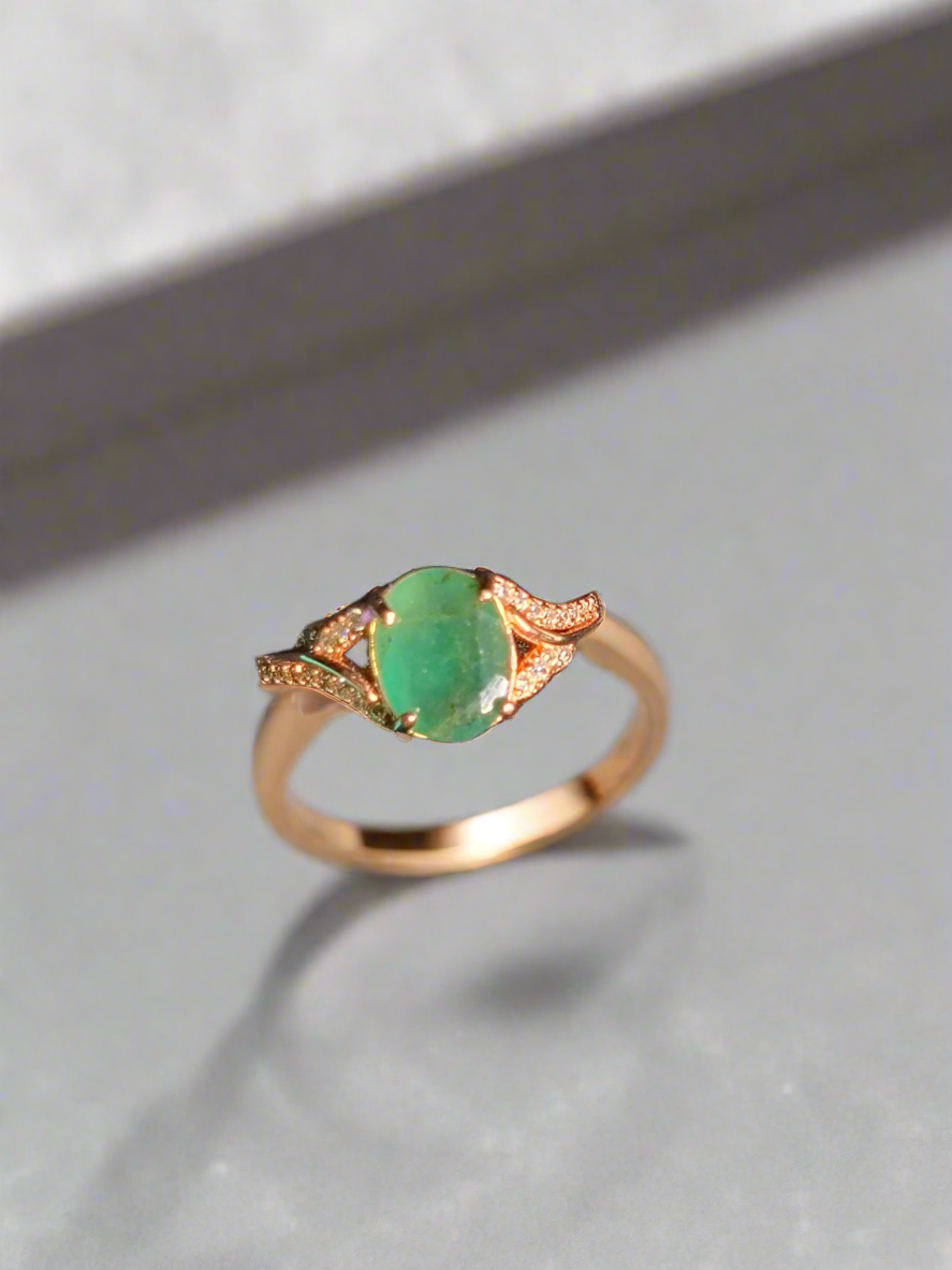 Emerald Ring w/ rose gold & cz