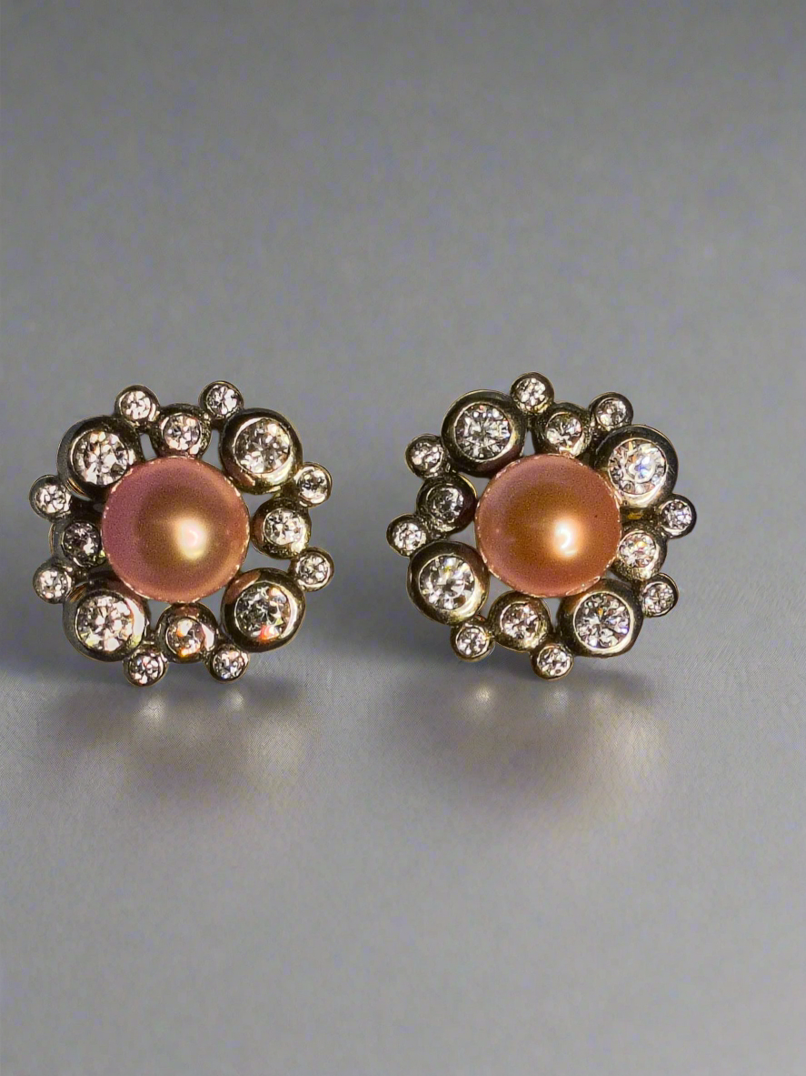 Pre- mounted Bubble earrings SS & CZ