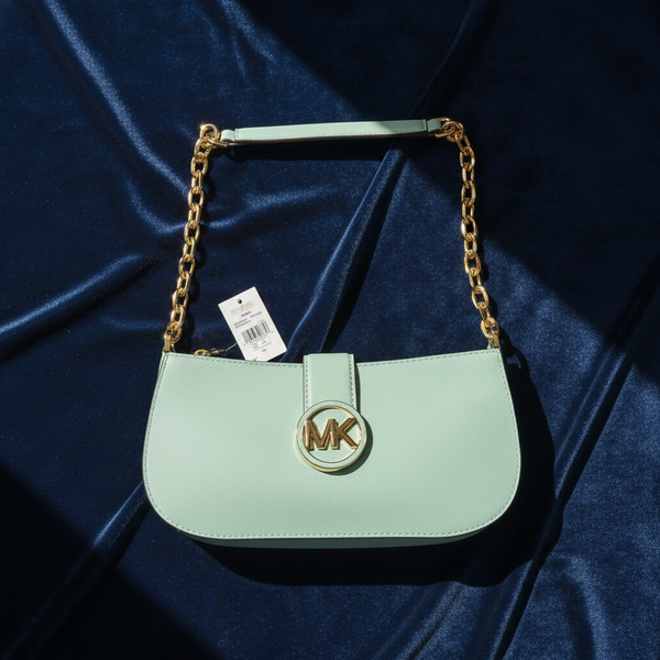 Michael Kors~Carmen Small Sea Green Pouchette Shoulder Handbag