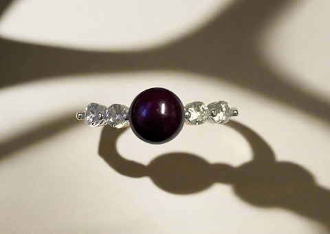 Pre mounted Pearl & CZ ss ring