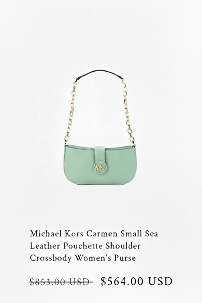 Michael Kors~Carmen Small Sea Green Pouchette Shoulder Handbag