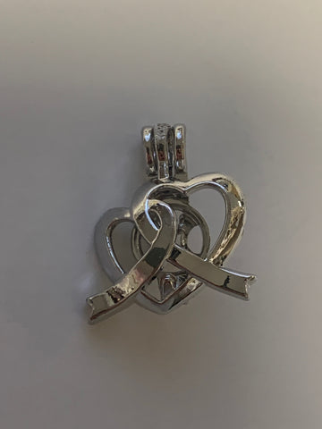 2 Hearts Silver Plated Cage