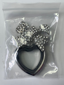 Heart Bow Gem Pin/Necklace Locket SILVER