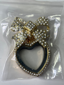 Heart Bow Gem Pin/Necklace Locket GOLD