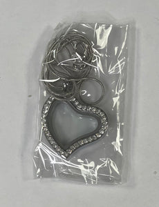 Silver Heart Gemstone Locket w/Stones
