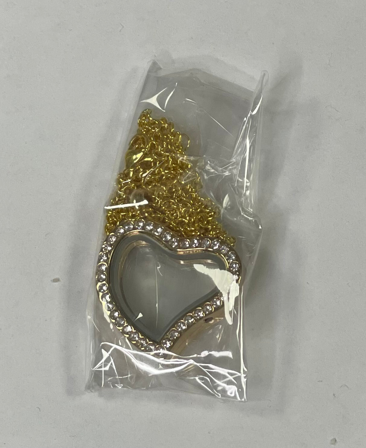 Gold Heart Gemstone Locket w/stones