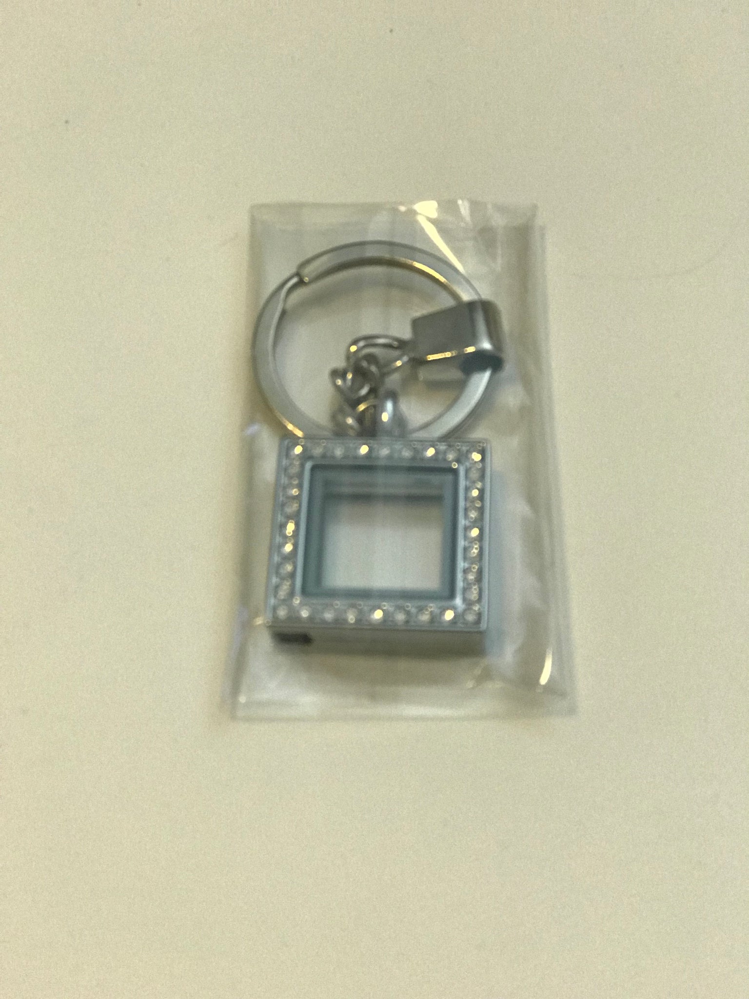 Square Gemstone Keychain Locket